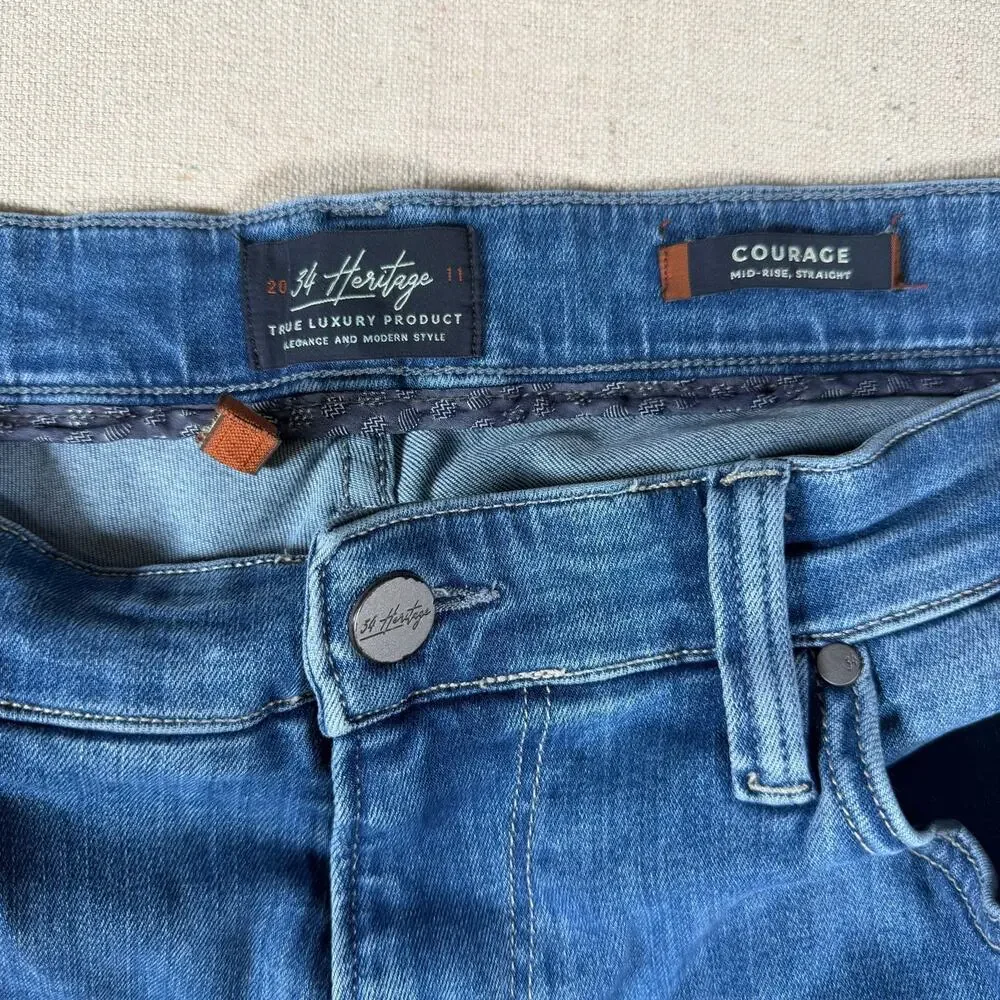 34 Heritage Courage Mens Mid Rise Straight Leg Jeans Medium Wash Blue 36x34